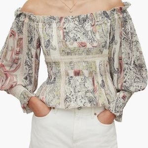 ALL SAINTS Lara Makutu off the shoulder top soft pink US SZ 6 - NWT